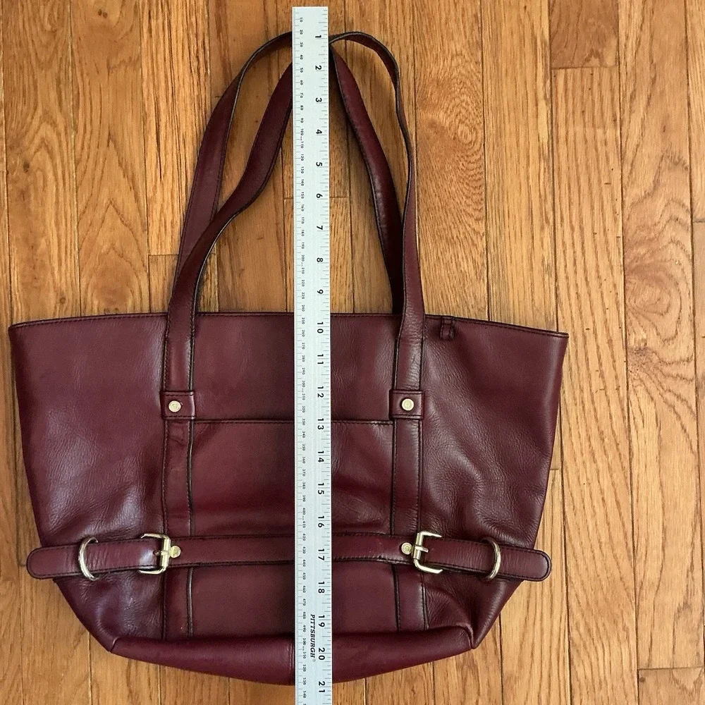 Etienne Aigner Burgundy Leather Tote Shoulder Bag Double Handle Retro Y2K Style